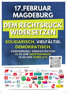 Titelbild: Dem Rechtsdruck widersetzen - Solidarisch. Vielfältig. Demokratisch.